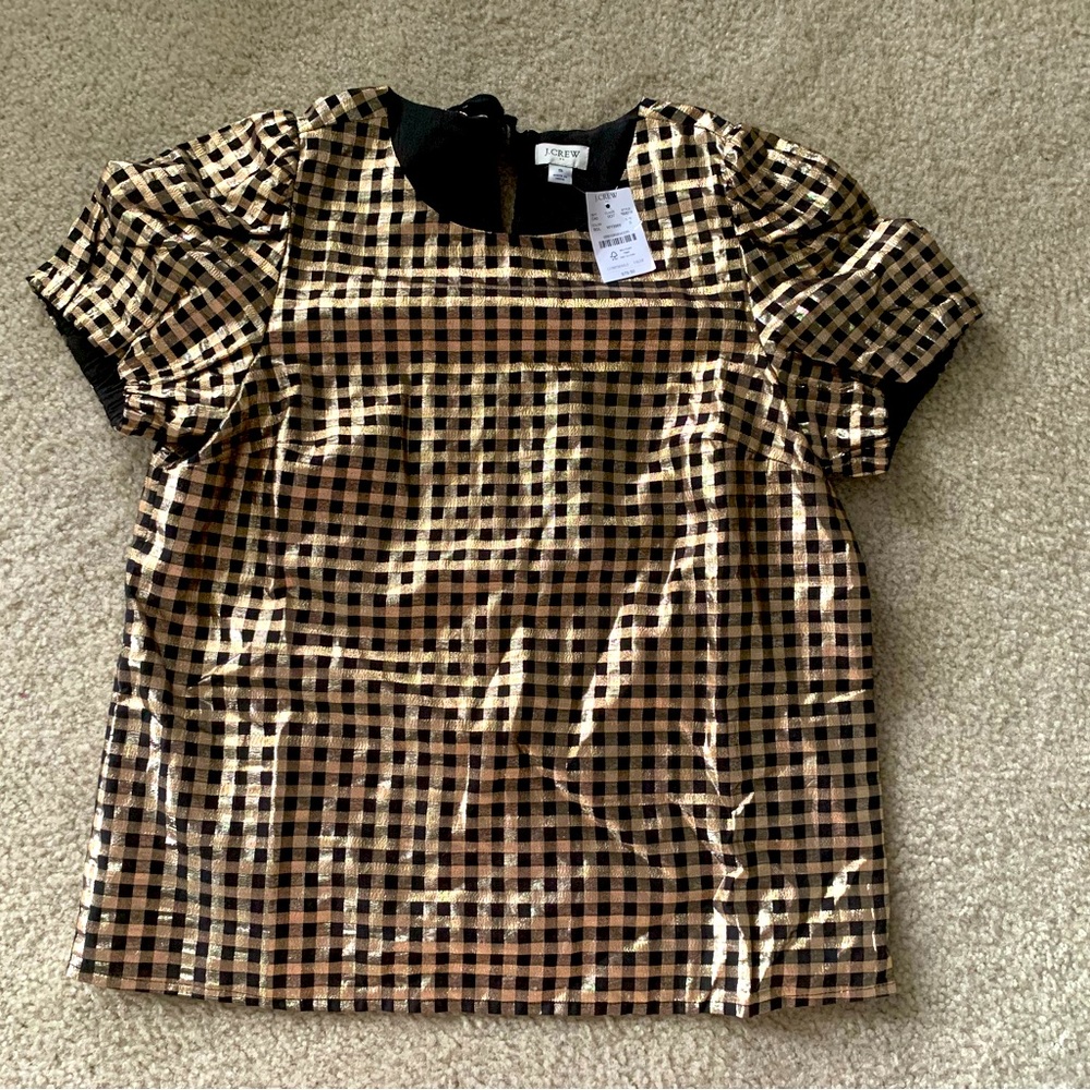 BRAND NEW J Crew metallic short sleeve blouse